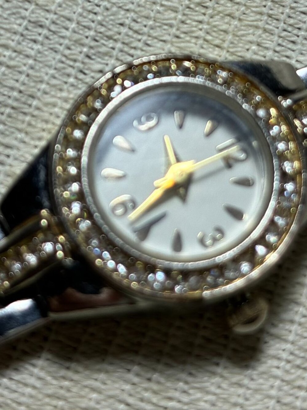 Woman's Rhinestone Gold Silver Bracelet Watch